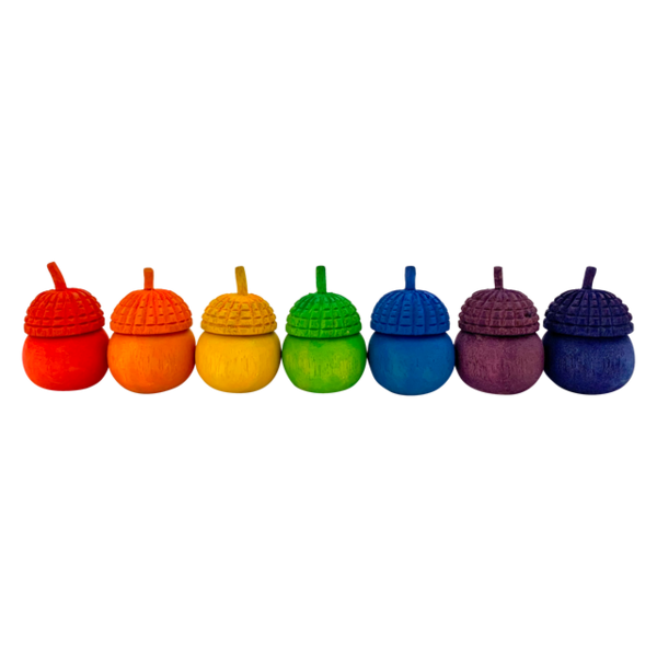 Papoose juguetes mini macetas de bellota de arco iris 7pc