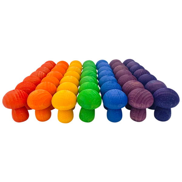 Papoose Toys Mini Rainbow Mushroom 49pc