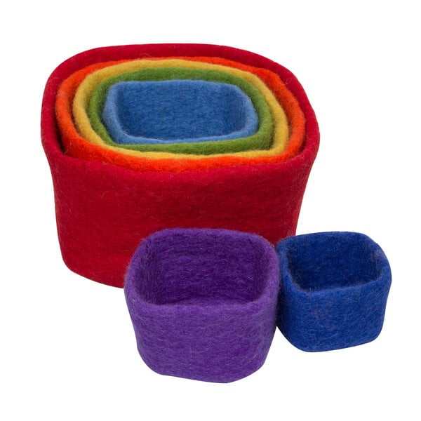 Papoose juguetes apilando cubos arcoiris 7pc