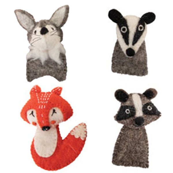 Papoose juguetes para el bosque títeres de dedo 4pc