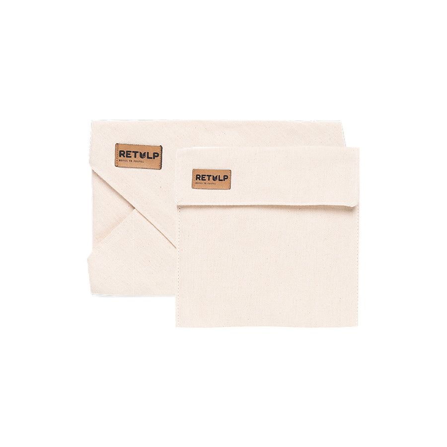 Retulp pranzo wrap + borse da stoccaggio set di cotone di 2