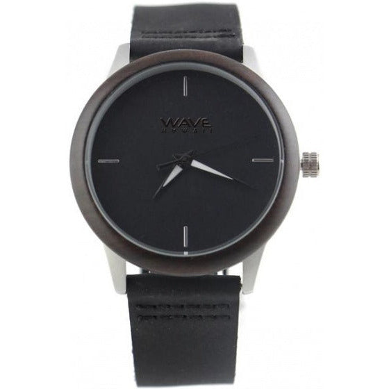 Wave Hawaii Watch Citizen Miyota Ladies 4 cm de cuero de madera negro