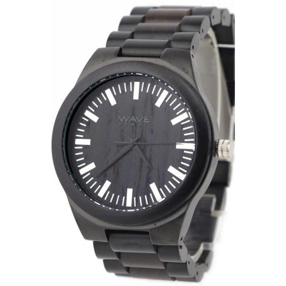 Wave Hawaii Watch Citizen Miyota Men 4,5 cm in acciaio in legno nero