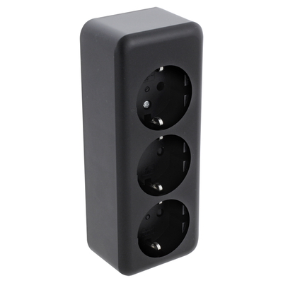 Enchufe Q-link | construcción | 3 veces | con tierra protectora | alargado | negro - 00.945.55