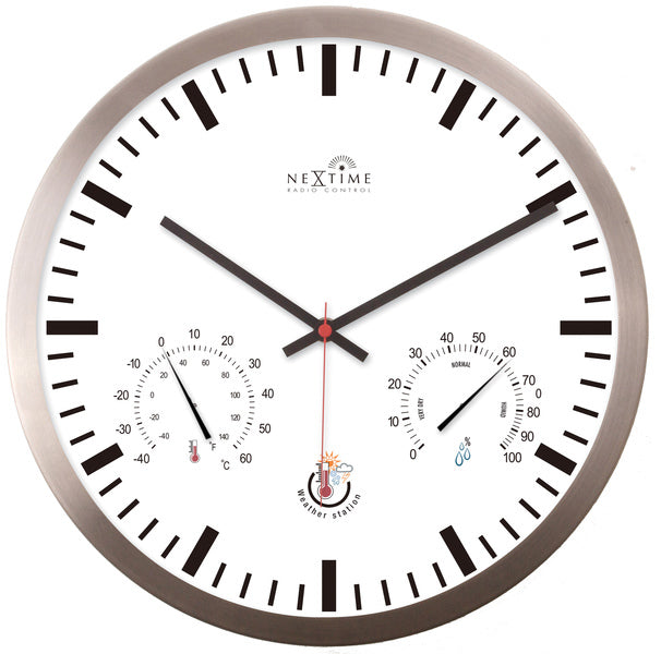 Nextime Nextime NE-90513WI Wall Clock + Station meteorologica 25 cm White RC Aluminium