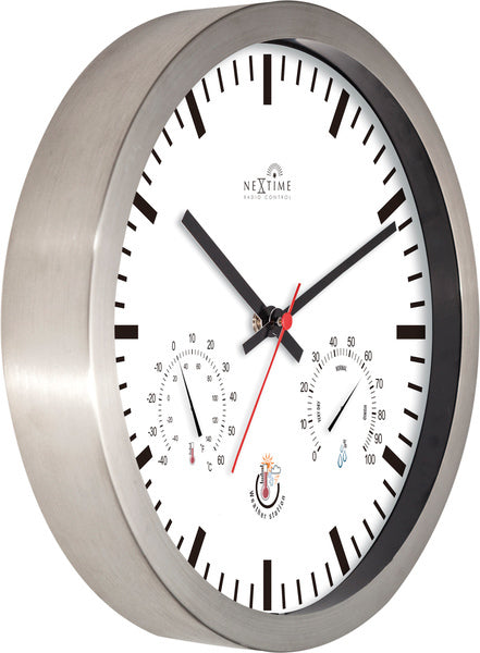 Nextime Nextime NE-90513WI Wall Clock + Station meteorologica 25 cm White RC Aluminium