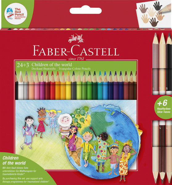 Faber Castell Faber Castell FC-20145 Lápices de colores Tres hijos del mundo en caso de 24+3 piezas