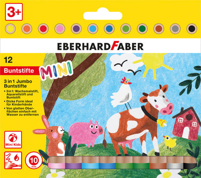 Eberhard Faber EF-518912 Lápiz de color 3in1 12 piezas extra espesas de 10 mm