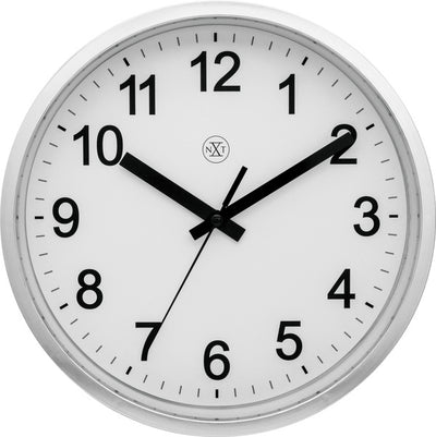 Nextime Nextime NX-7307Zi-V2 Reloj de pared NXT Diam. 25.5 cm de plata, dial blanco, #039; Reloj tranquilo