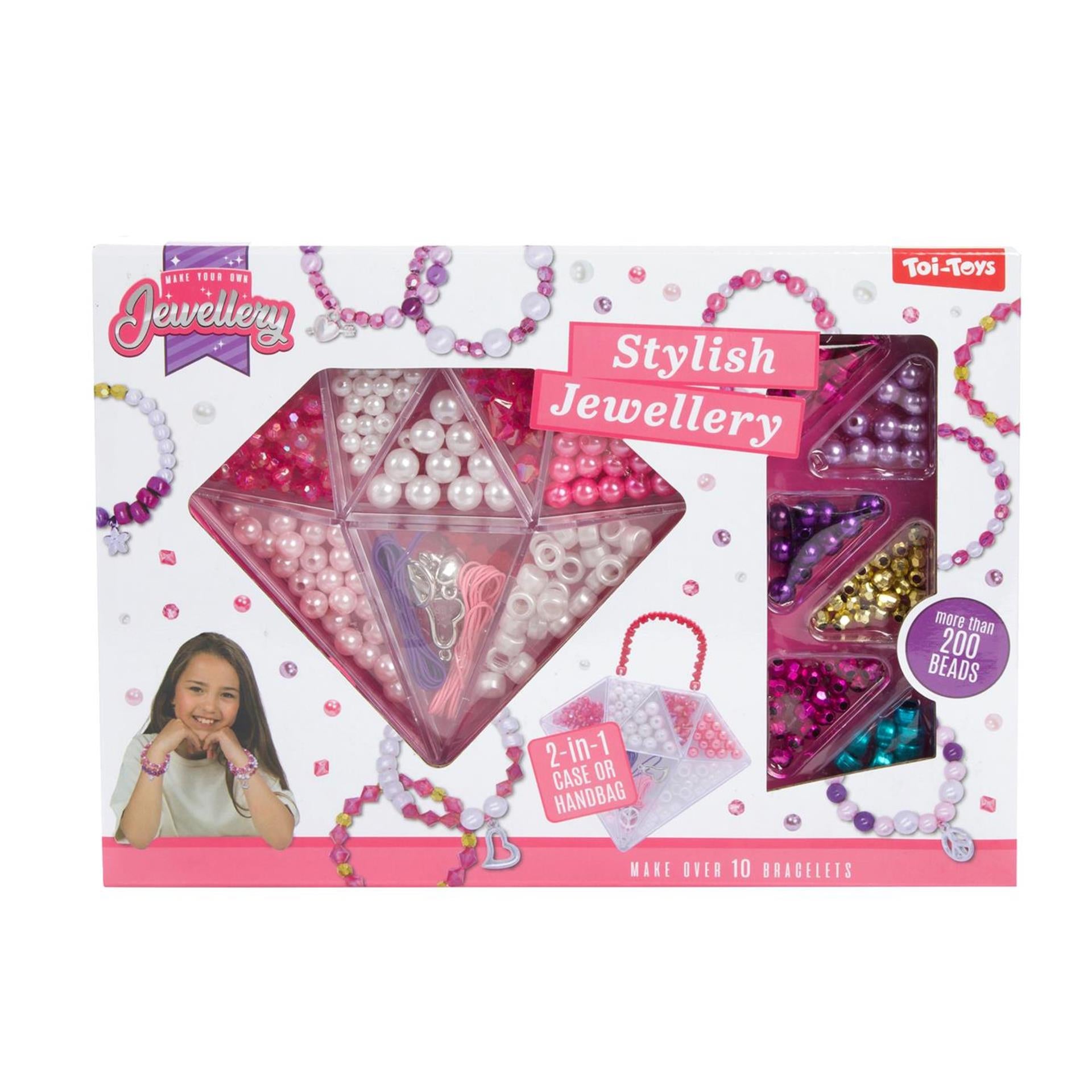 Conjunto de joyería Toi-toys para hacer pulseras.