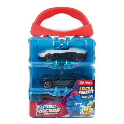 Toi-toys estuche turbo racers con 3 coches de metal