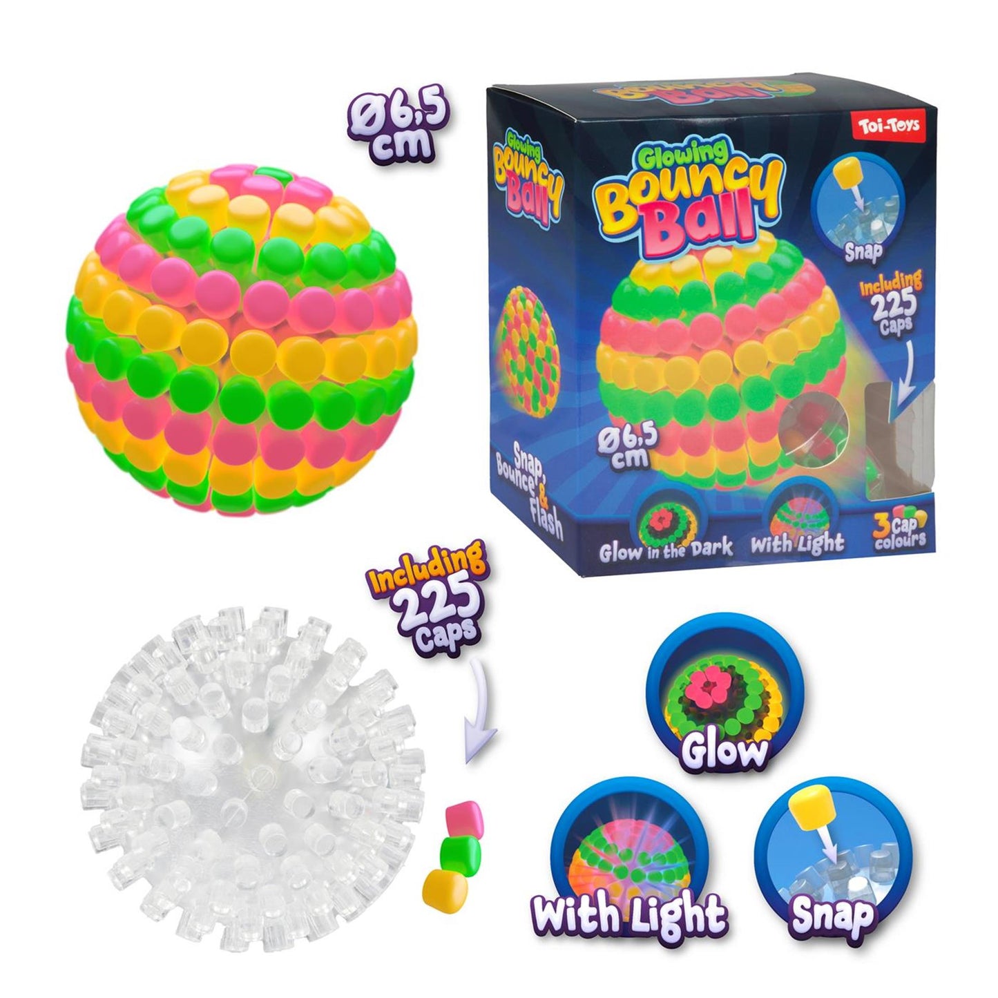 Toi-toys haz tu propia pelota saltarina de 6,5cm con luz