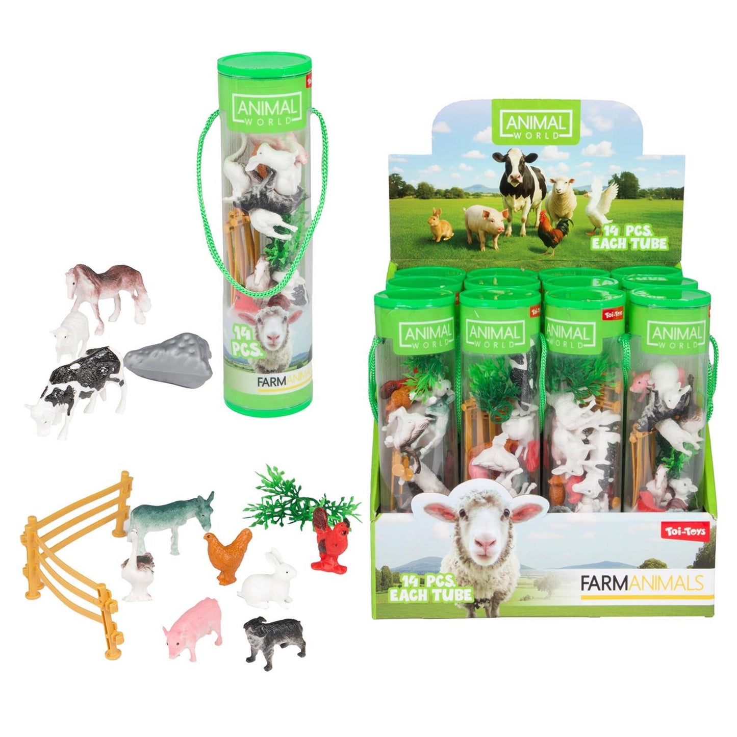Toi-toys set da gioco mondo animale fattoria - 14 pezzi.