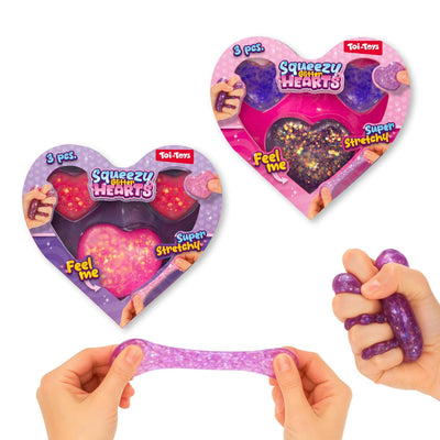 Toi-toys glitter figurine da spremere cuori - 3 pz.