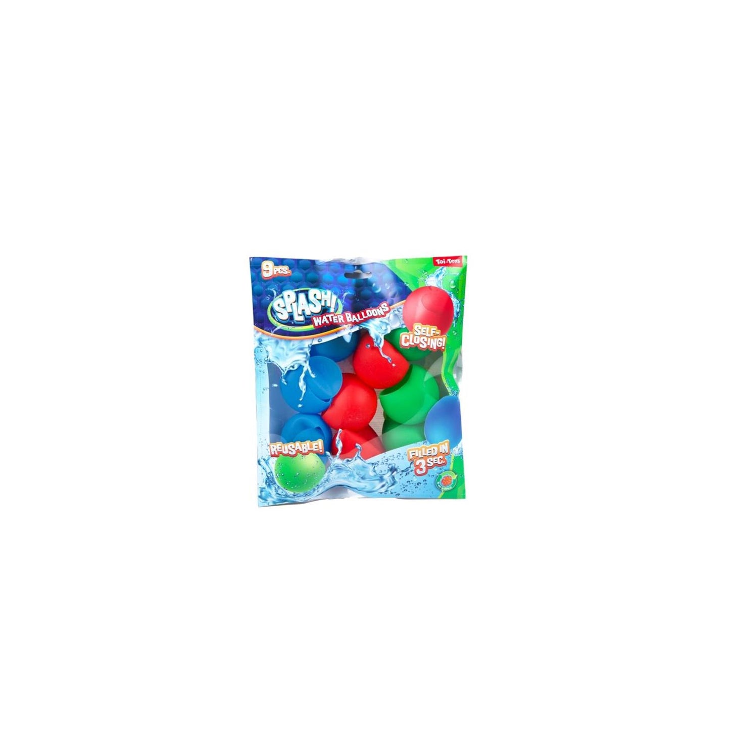 Toi-toys globo de agua con salpicaduras reutilizable y con cierre automático - 9 piezas