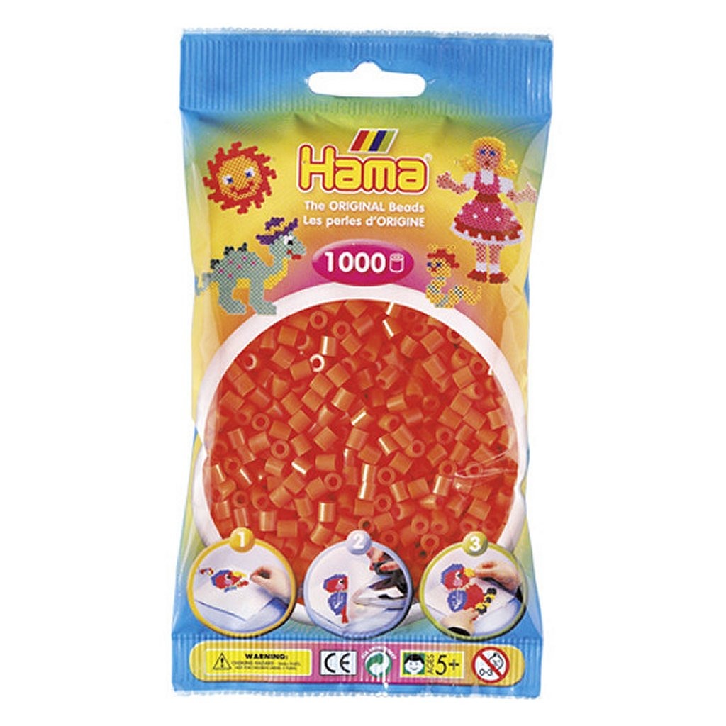 Hama strijkkralen 1000 stuks oranje neon