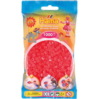 Hama strijkkralen 1000 stuks rood neon