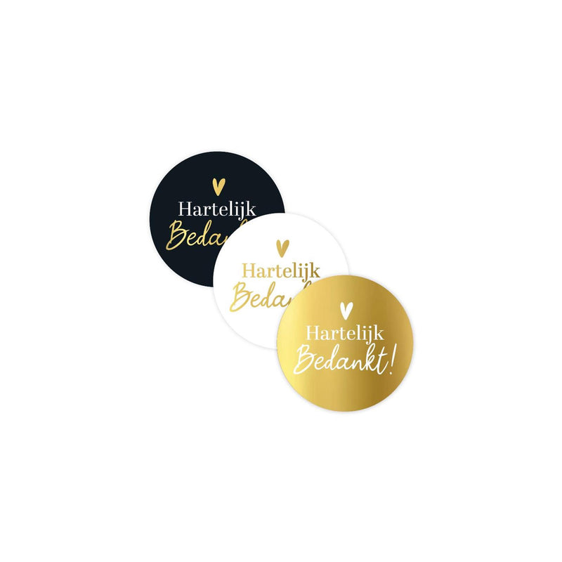 Kassaplan stickers hartelijk bedankt zw wit goud