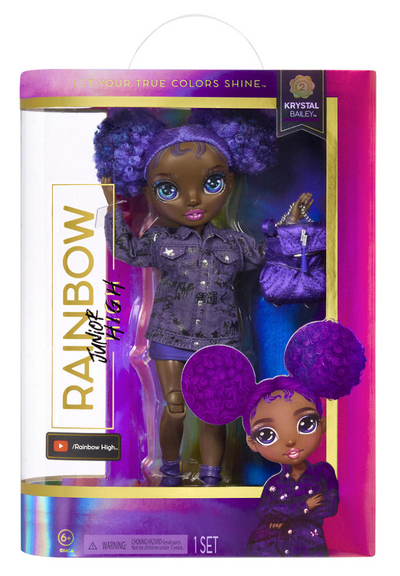 Rainbow high junior high special edition doll - 23 cm - krystal bailey - paars - modepop