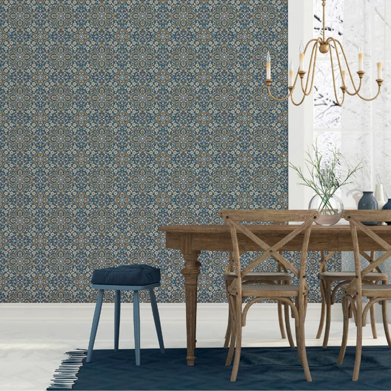 Papel de pantalla de Homestyle North Wally Tiles Portugueses marrones y azules