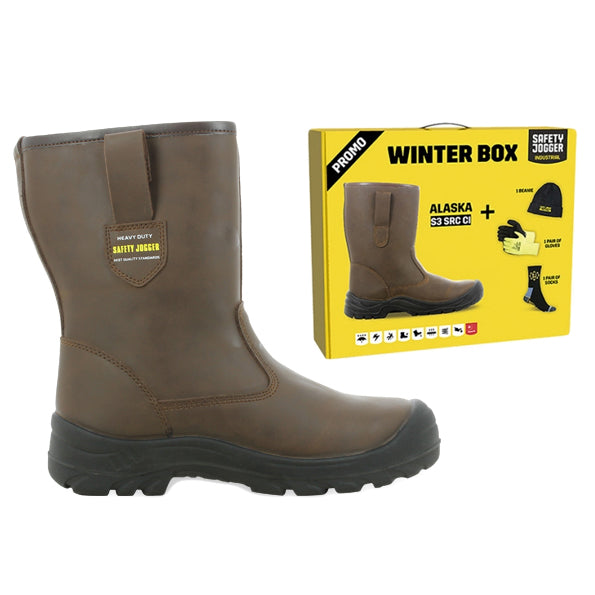 Safety jogger winterbox | alaska veiligheidslaars + sokken + handschoenen + muts | bruin | maat 41 - si9805410