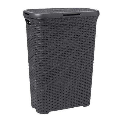 Cesta de lavandería estilo curvor con tapa 40L antracita