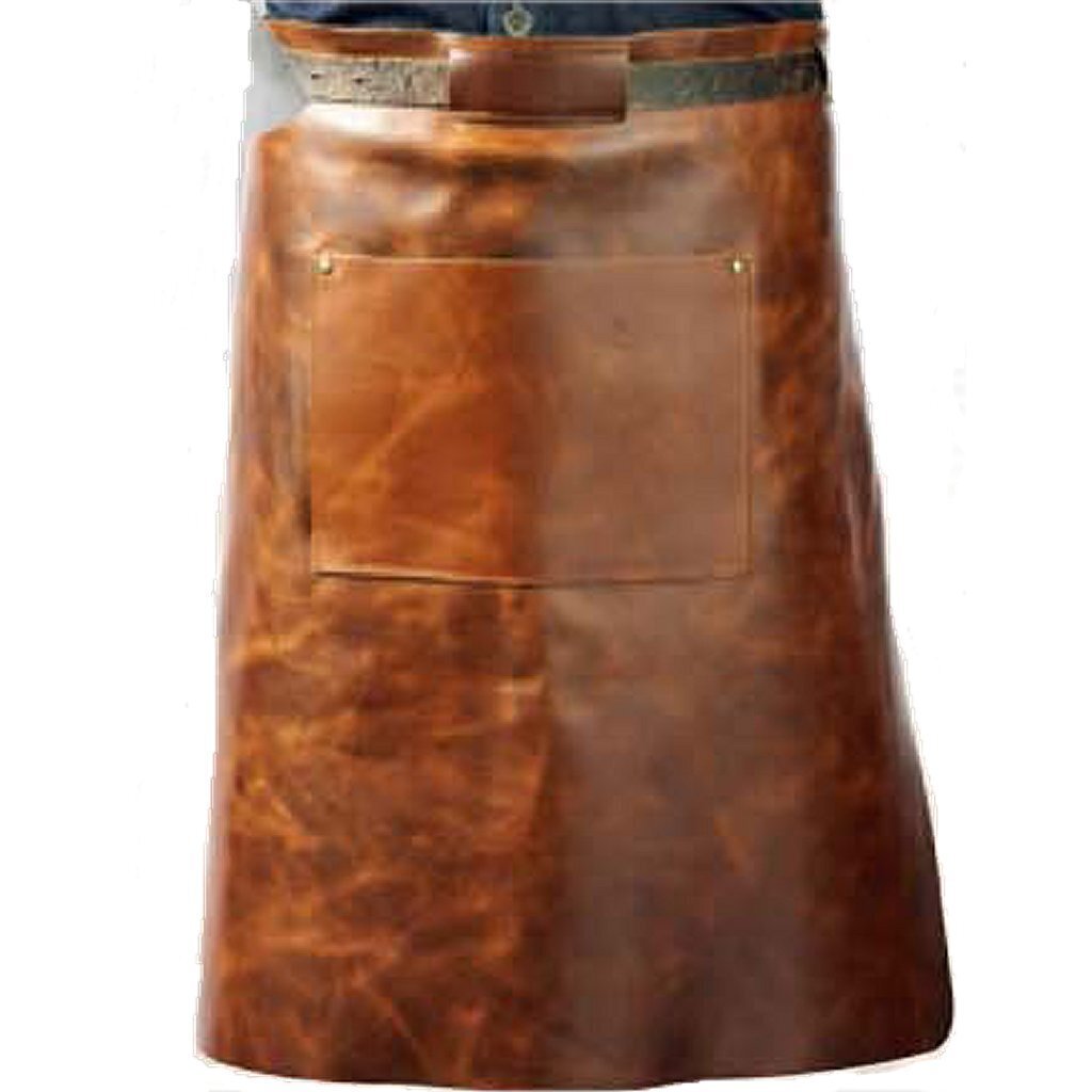 Vitello Vitello Leather Barbecue Apron con borsa di lunghezza 60 cm