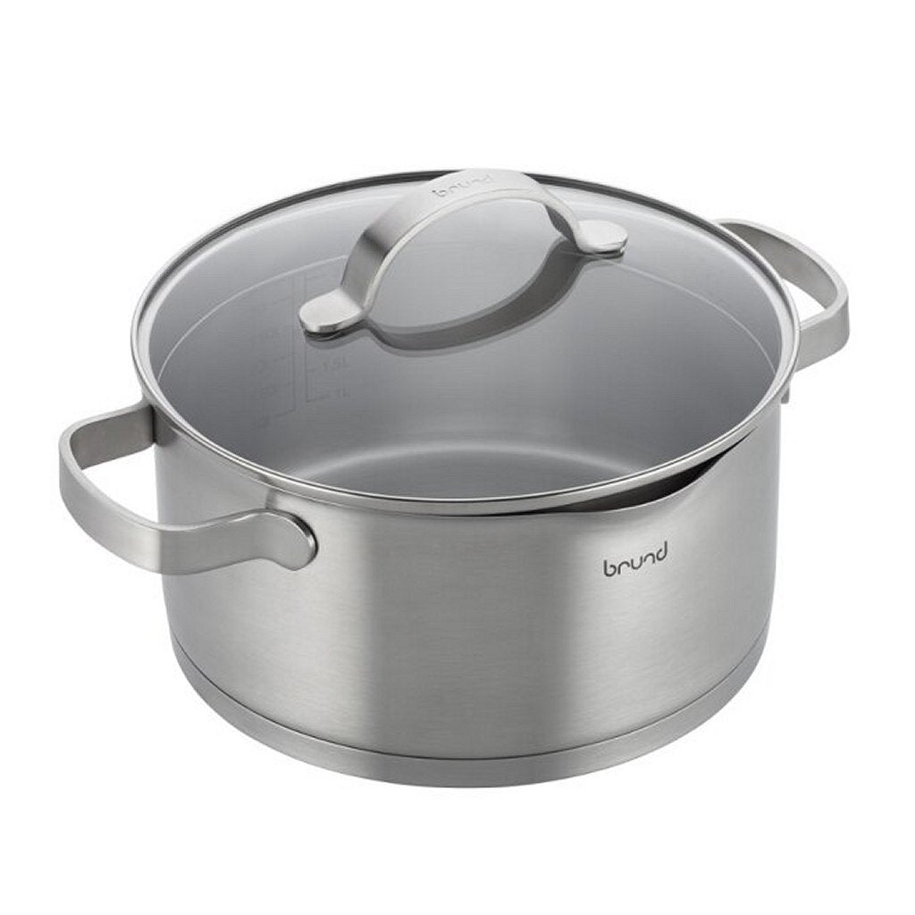 Passuole brund brund con coperchio in vetro 4L in acciaio inossidabile