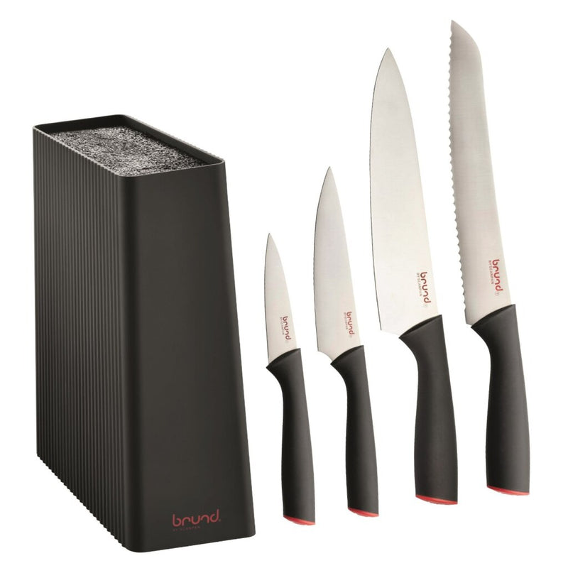 Brund Brund Easy Cut Knife Block 5 pezzi rosso nero