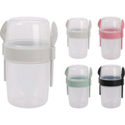 Excelente vaso de ensalada de plástico para el hogar con cubiertos de 1100ml. - afbeelding 1