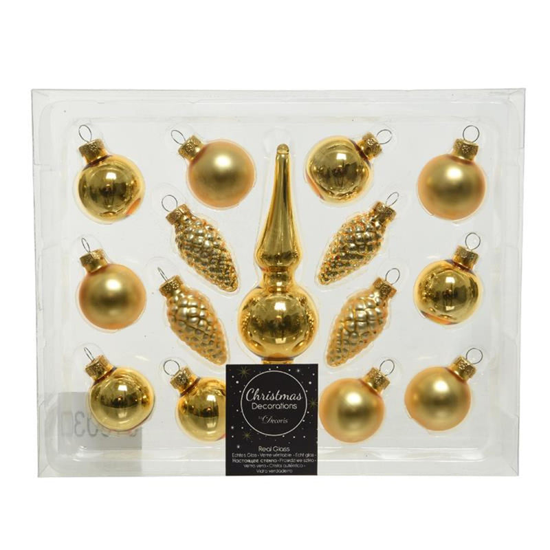 Set 15 palline di Natale Decoris con punta oro chiaro
