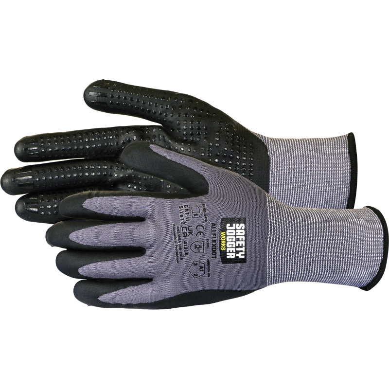 Guantes Ty Safe Jogger Allflexdot, paquete de 12 4131a | negro | talla 7 - 5401124557039