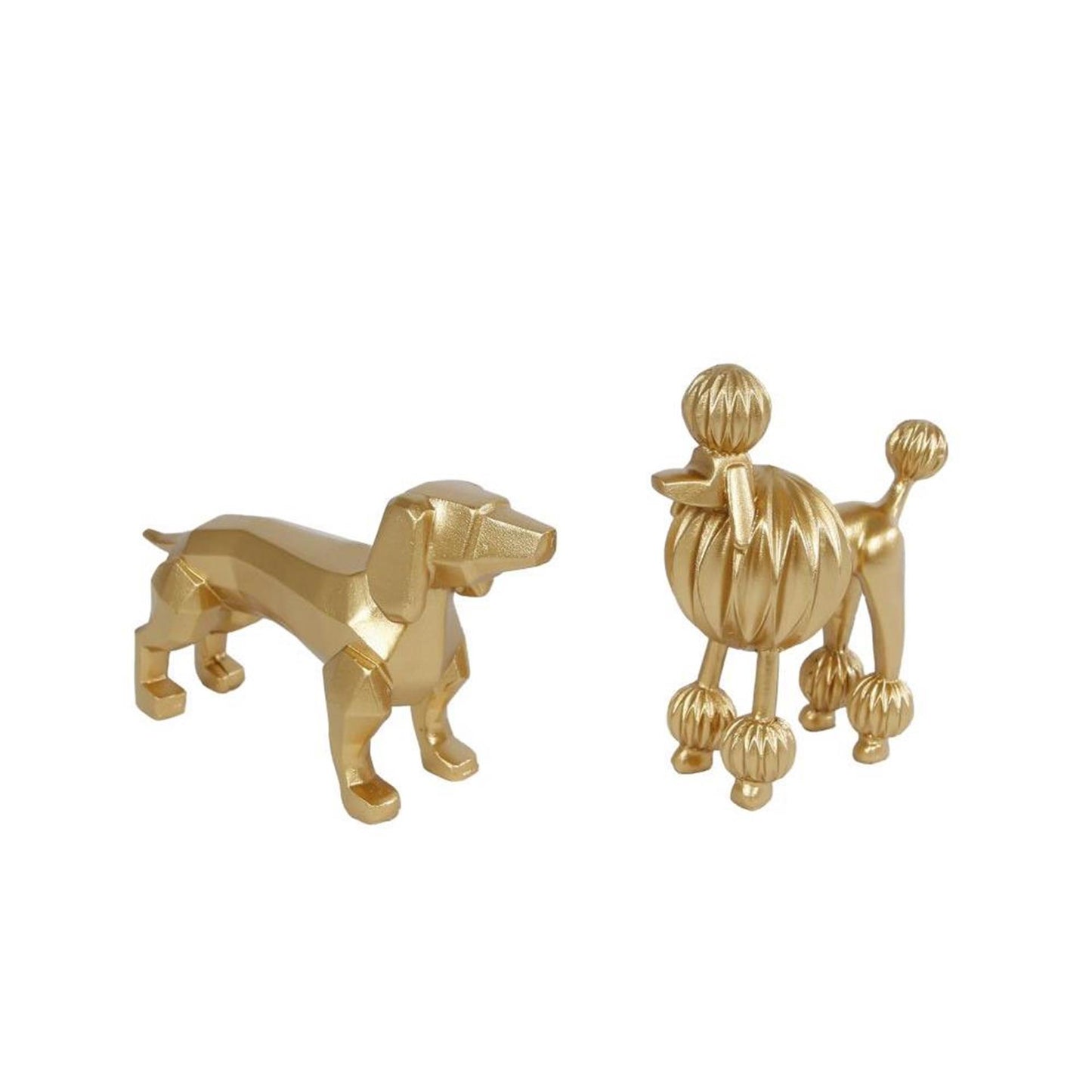 Estatua de perro Cozydecor polipiedra dorada 12cm