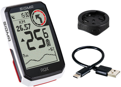 Sigma ROX 4.0 GPS SW White Soporte de dirección estándar + Cable de carga USB-C