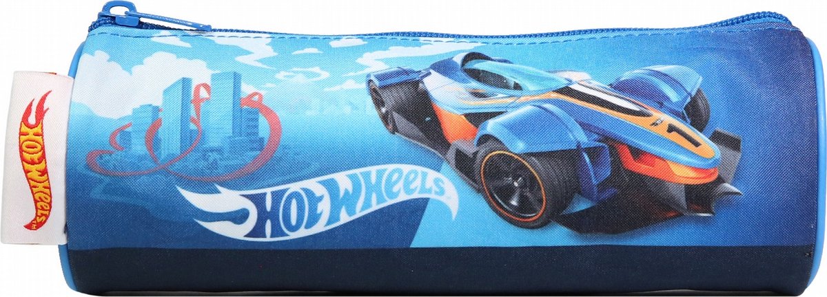 Estuche para lápices Jim Jam Mattel Hotwheels Estuche redondo para bolígrafos con bolsillo con cremallera