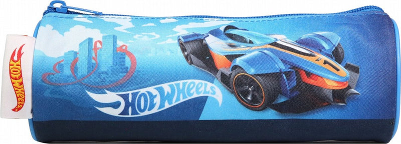 Astuccio Jim Jam Mattel Hotwheels con tasca rotonda per penne con cerniera