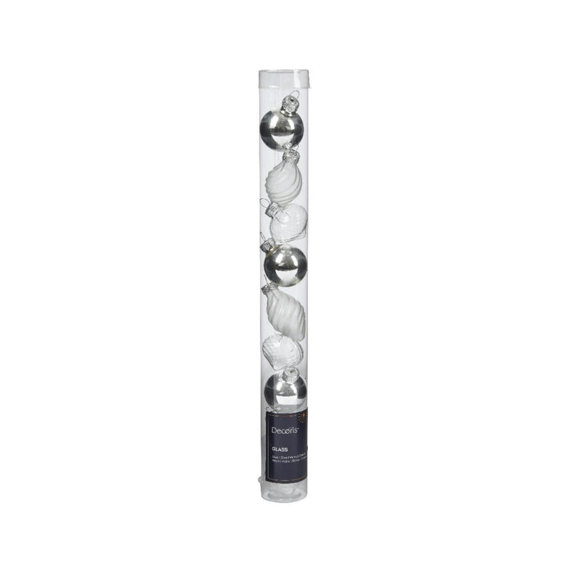 Decoris kerstballen mini dia3cm glas zilver 9dlg
