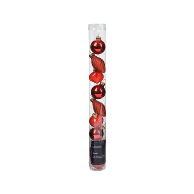 Decoris Palline di Natale mini dia3cm vetro rosso 9pz