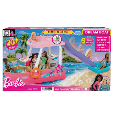Barbie droomboot - speelset met meubels en glijbaan