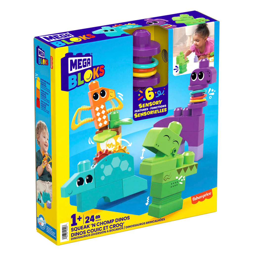 Mega Bloks Squeak N Chomps Dino's Bouwset, 24dlg.