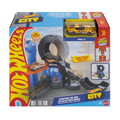 Hot Wheels City Center tire workshop - play set and toy car - suitable for the quick-click track system