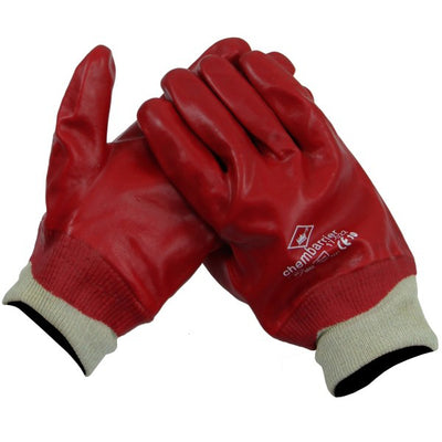 Guante PVC rojo tricot cuello cerrado espalda