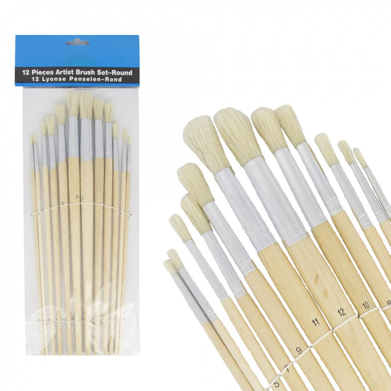 Set di pennelli da pittore rotondi, 12 pezzi