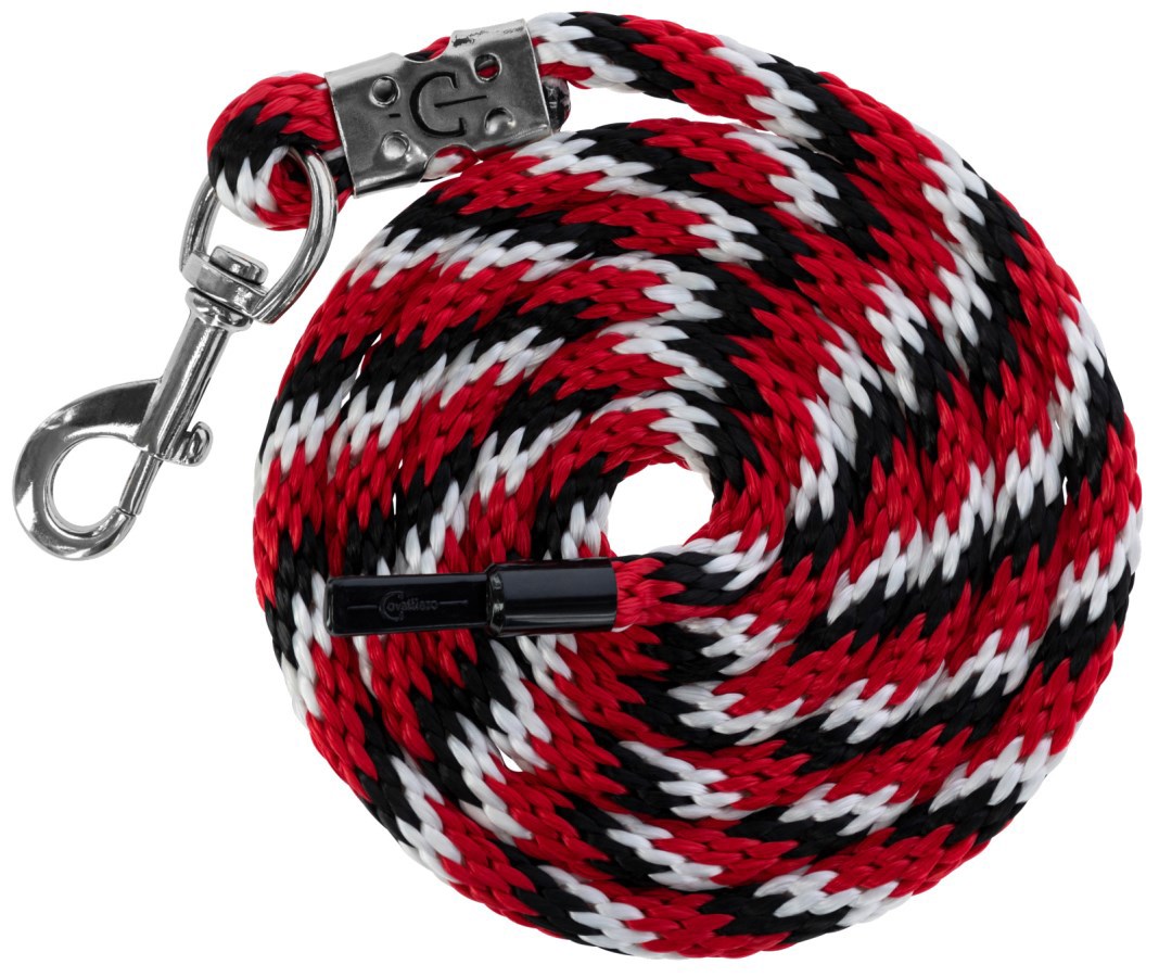 Corda da collo mustang con moschettone rosso, nero e bianco