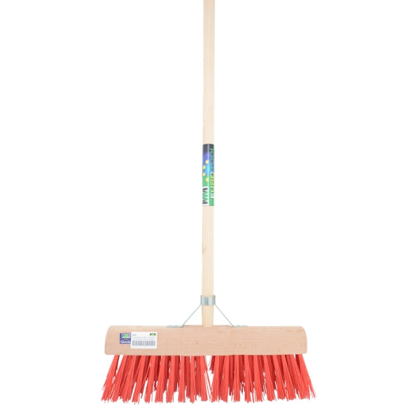 Mm eurotool producten gemeentebezem 45cm kunstvezel rood mmplussteel 140cm plusstokhoud