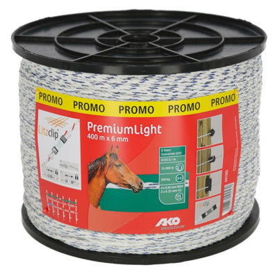 Ako producten premium licht schrikkoord wit blauw 6mm 400m