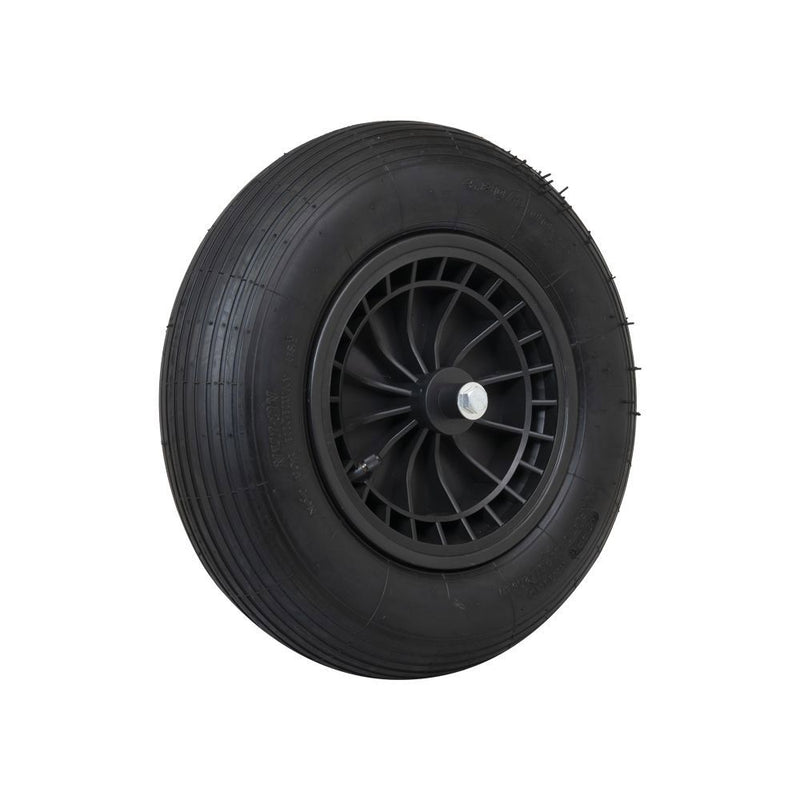 rueda 400x8 neumático 2 capas llanta plastico negro eje 13cm mm
