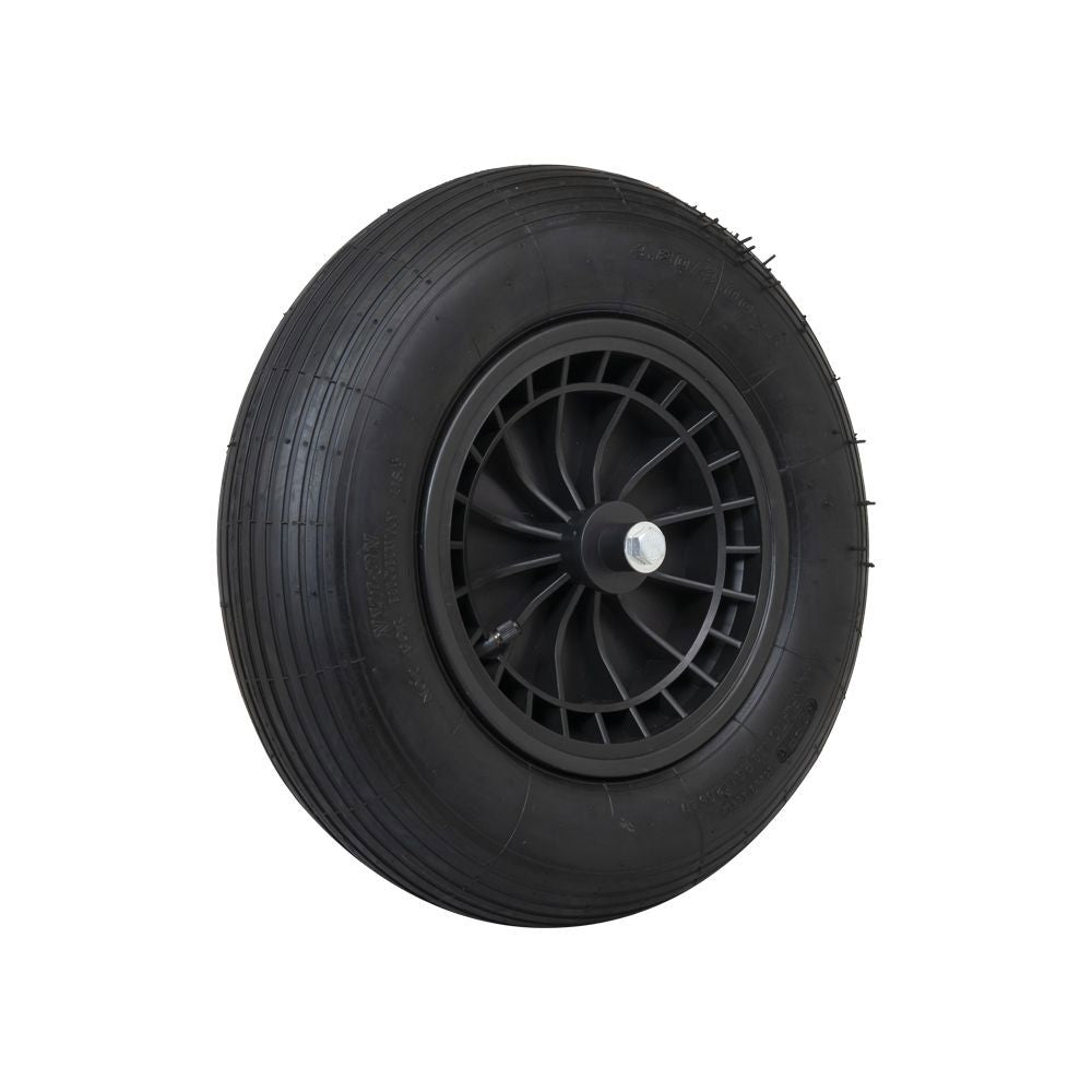 rueda 400x8 neumático 2 capas llanta plastico negro eje 13cm mm