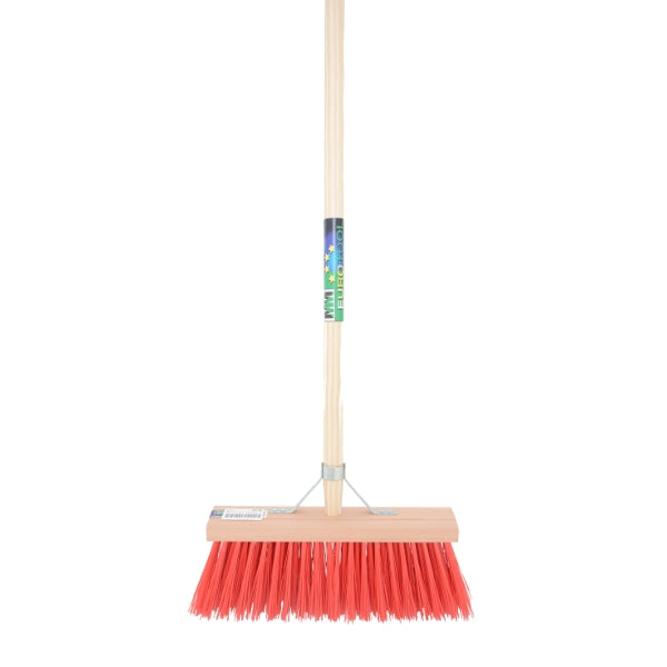 Mm eurotool producten bezem fsc 35cm kunstvezel rood mm plussteel 150cm plusstokhouder
