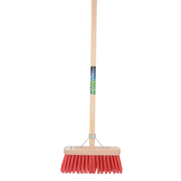 Mm eurotool producten bezem fsc 29cm kunstvezel rood mm plussteel 150cm plusstokhouder